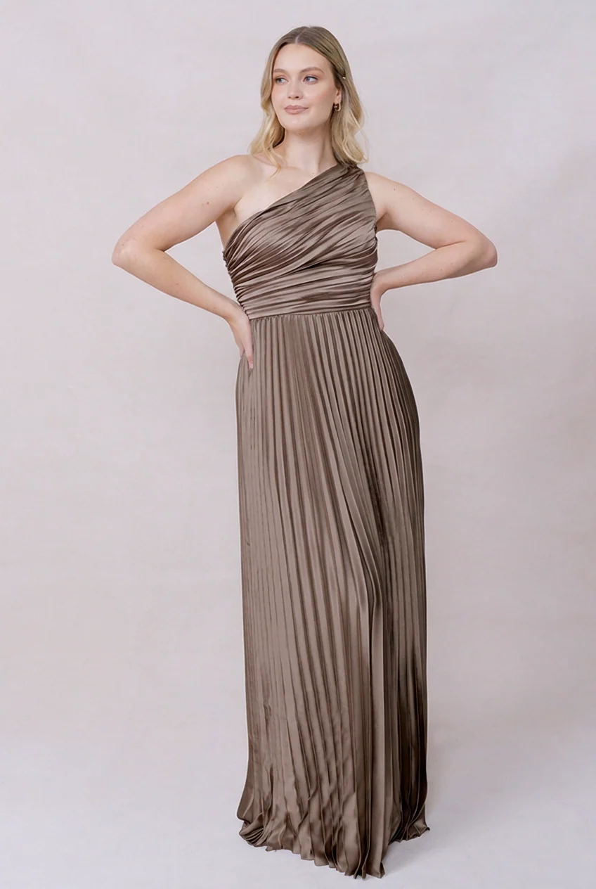 Declan Satin Pleated Dress | Made To Order - Image 170