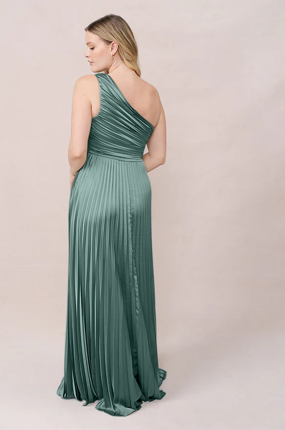 Declan Satin Pleated Dress | Made To Order - Image 77