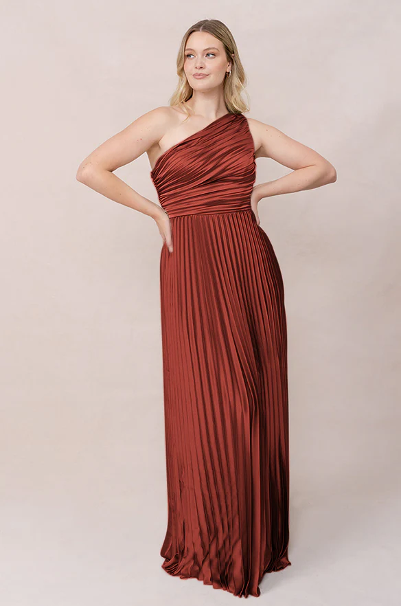 Declan Satin Pleated Dress | Made To Order - Image 92