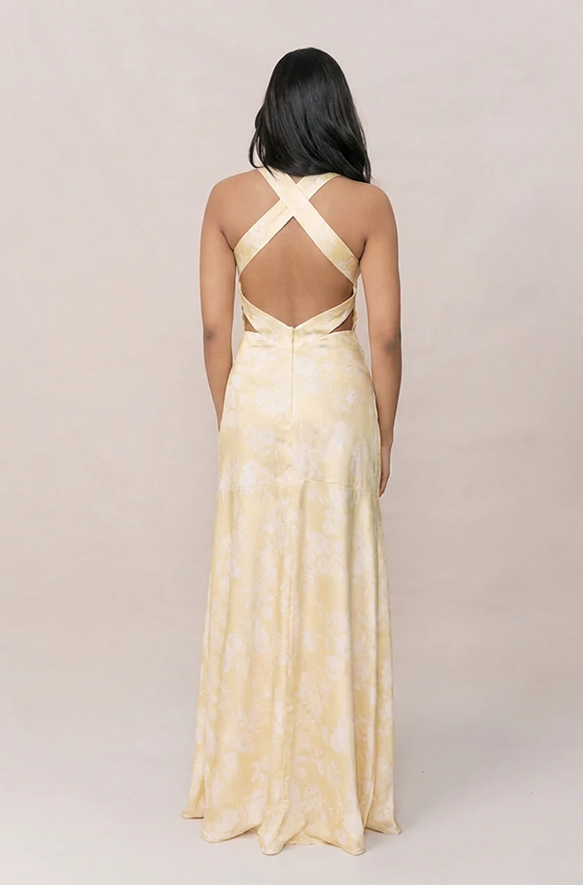 Dylan Satin Floral Print Dress | Made To Order - Image 32