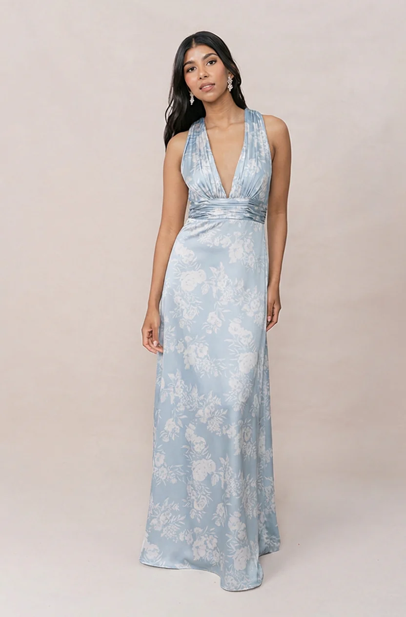 Dylan Satin Floral Print Dress | Made To Order - Image 51
