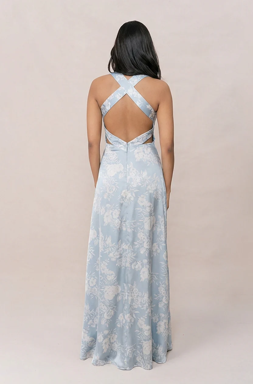 Dylan Satin Floral Print Dress | Made To Order - Image 52