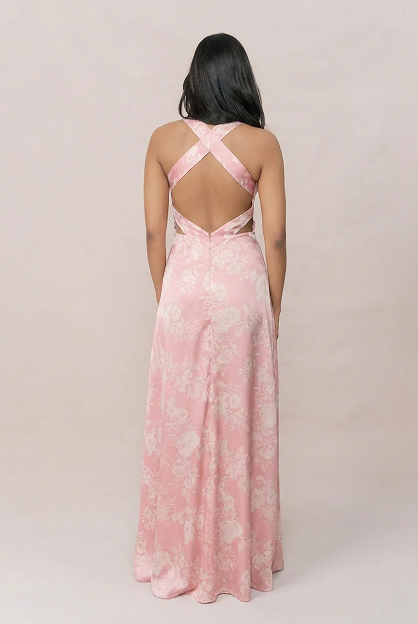 Dylan Satin Floral Print Dress | Made To Order - Image 6