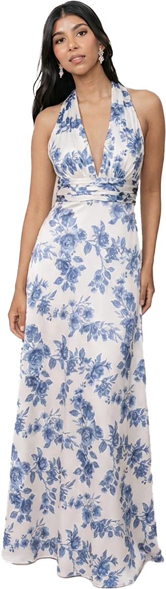 Dylan Satin Floral Print Dress | Made To Order - Image 61
