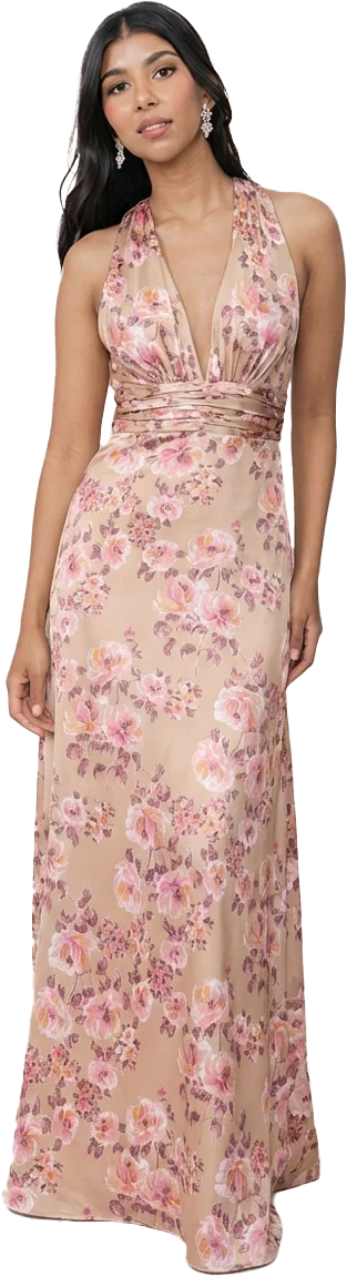 Dylan Satin Floral Print Dress | Made To Order - Image 63