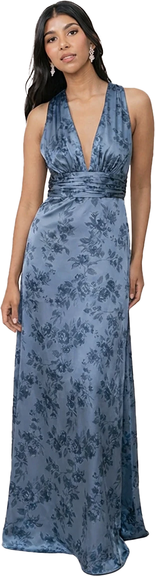 Dylan Satin Floral Print Dress | Made To Order - Image 65