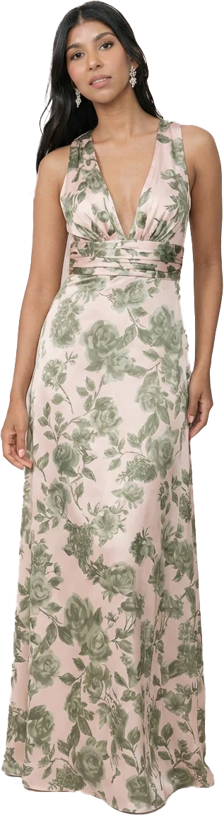 Dylan Satin Floral Print Dress | Made To Order - Image 69