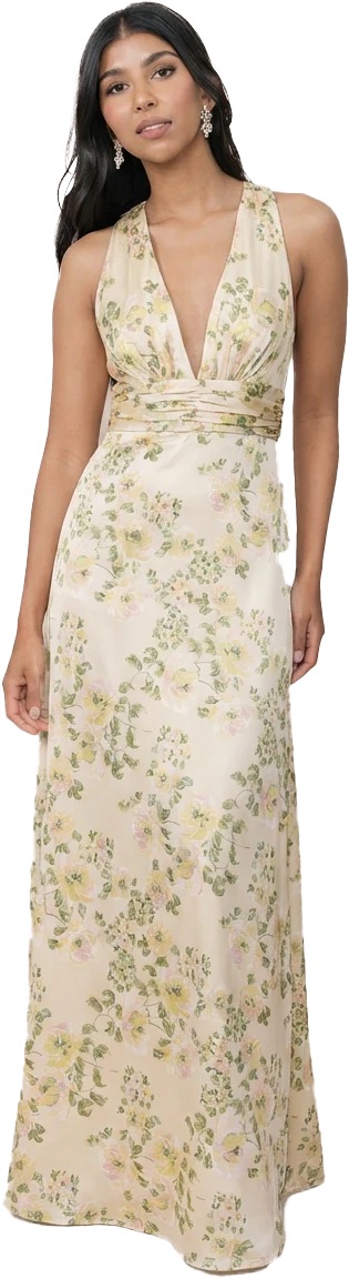 Dylan Satin Floral Print Dress | Made To Order - Image 71