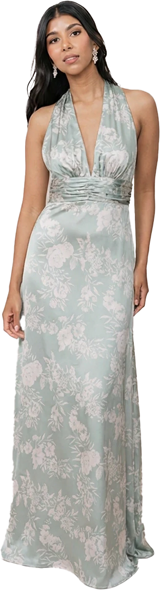 Dylan Satin Floral Print Dress | Made To Order - Image 77
