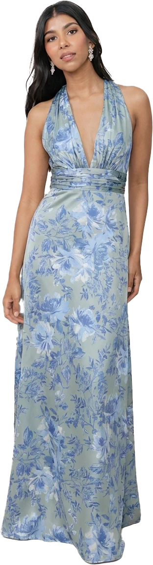 Dylan Satin Floral Print Dress | Made To Order - Image 78