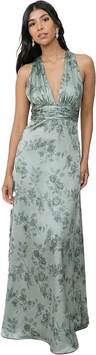 Dylan Satin Floral Print Dress | Made To Order - Image 80