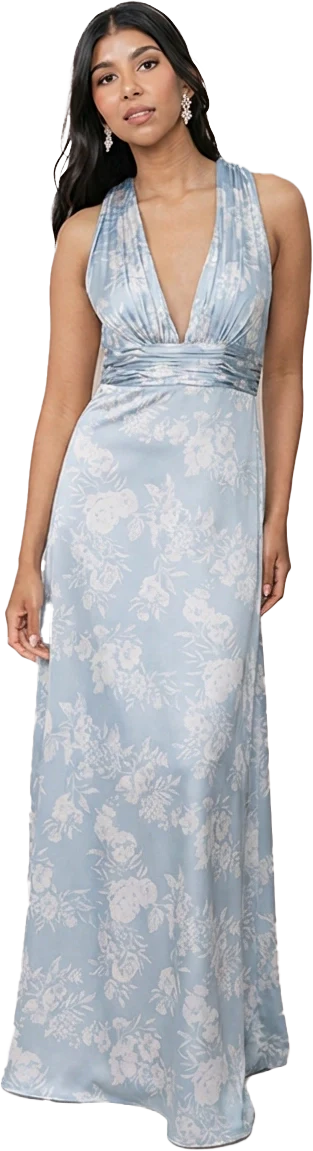 Dylan Satin Floral Print Dress | Made To Order - Image 82