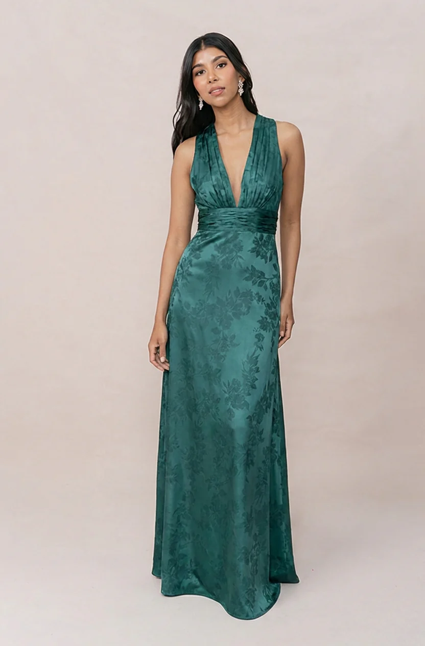 Dylan Satin Floral Print Dress | Made To Order - Image 9