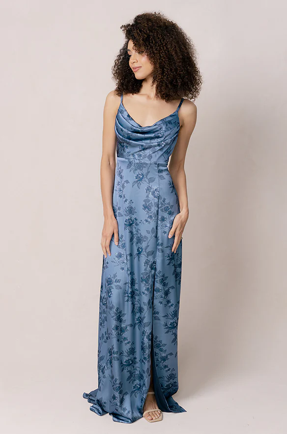 Ember Satin Floral Print Dress | Made To Order - Image 13