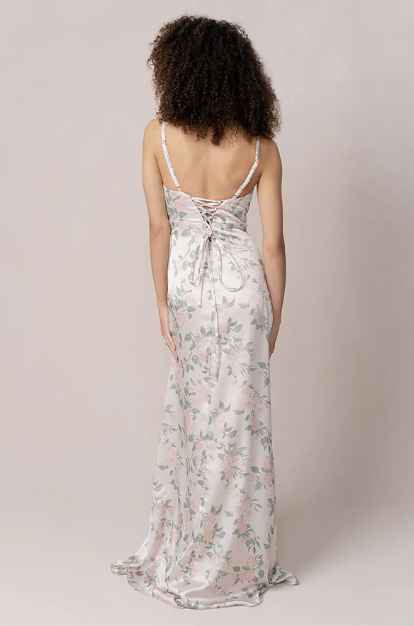 Ember Satin Floral Print Dress | Made To Order - Image 22
