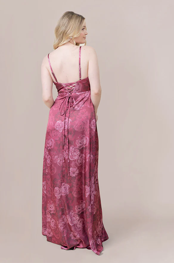 Ember Satin Floral Print Dress | Made To Order - Image 24