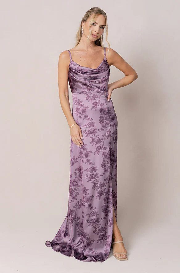 Ember Satin Floral Print Dress | Made To Order - Image 3
