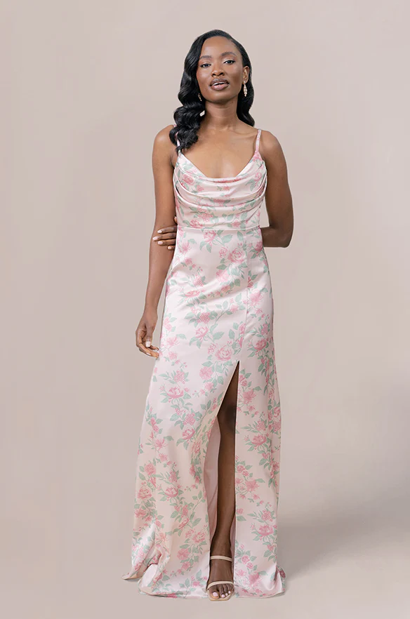 Ember Satin Floral Print Dress | Made To Order - Image 30