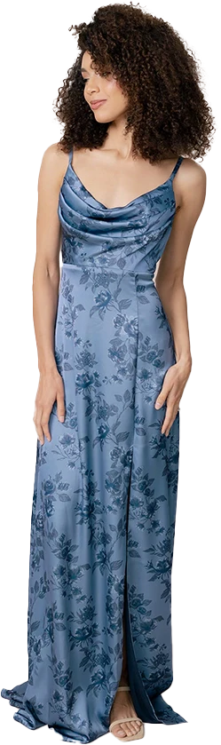 Ember Satin Floral Print Dress | Made To Order - Image 42