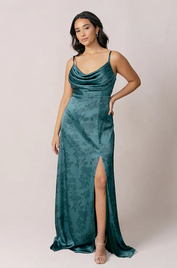 Ember Satin Floral Print Dress | Made To Order - Image 7