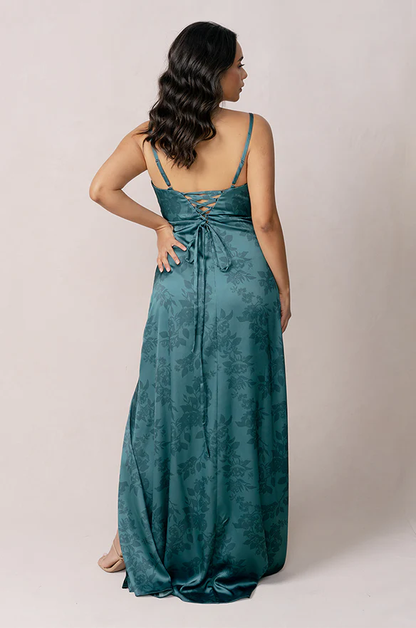 Ember Satin Floral Print Dress | Made To Order - Image 8
