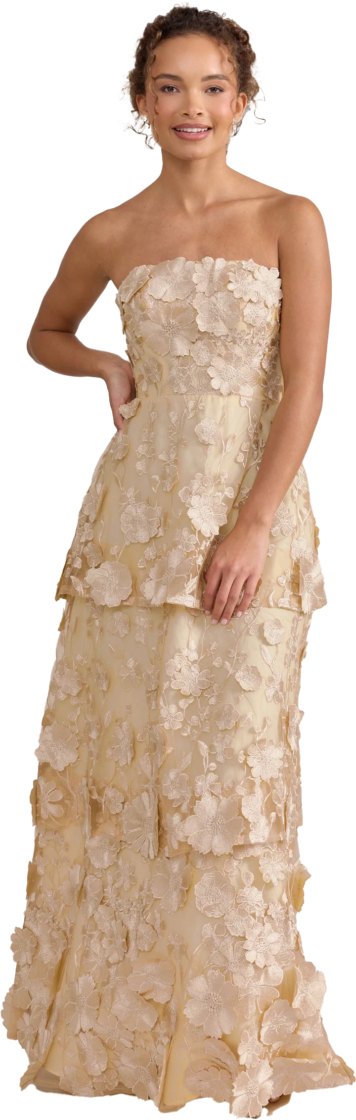 Flora Appliqué Dress Champagne | Ready To Ship - Image 3
