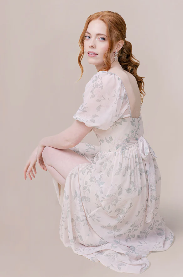 Isabella Chiffon Floral Print Dress | Made To Order - Image 14
