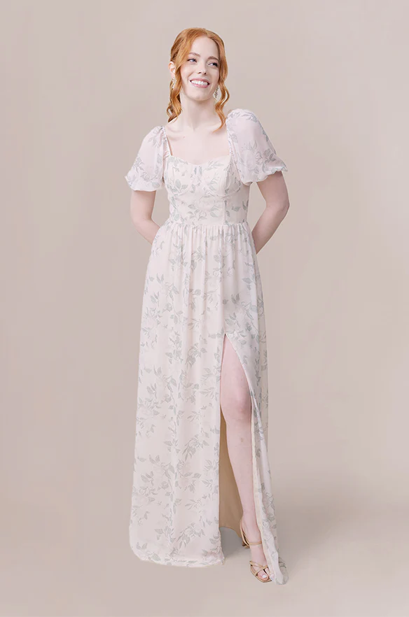 Isabella Chiffon Floral Print Dress | Made To Order - Image 15