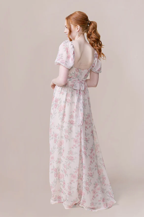 Isabella Chiffon Floral Print Dress | Made To Order - Image 19