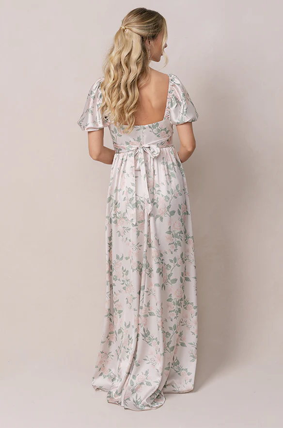 Isabella Satin Floral Print Dress | Made To Order - Image 18