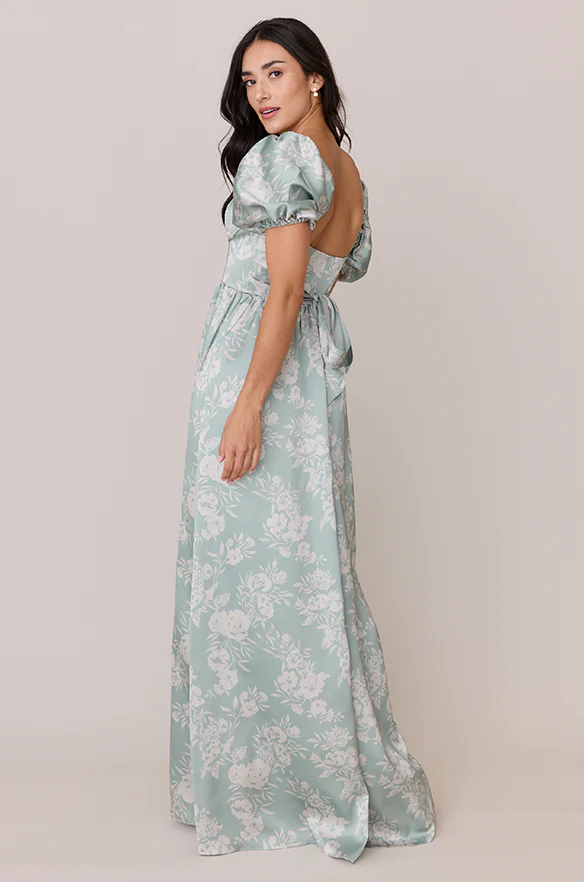 Isabella Satin Floral Print Dress | Made To Order - Image 2
