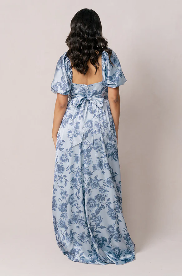 Isabella Satin Floral Print Dress | Made To Order - Image 20