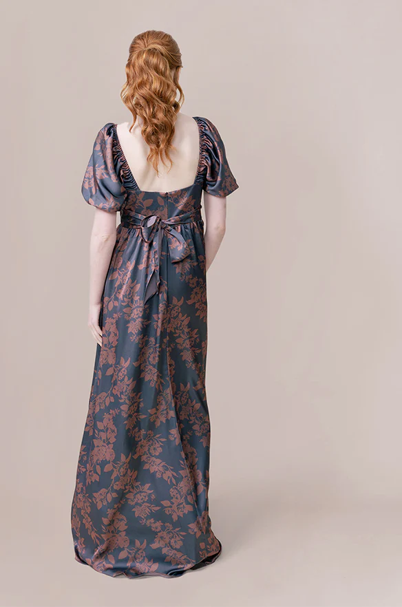 Isabella Satin Floral Print Dress | Made To Order - Image 26