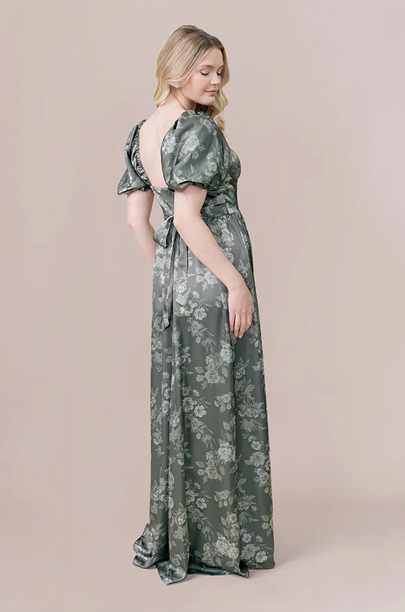 Isabella Satin Floral Print Dress | Made To Order - Image 28