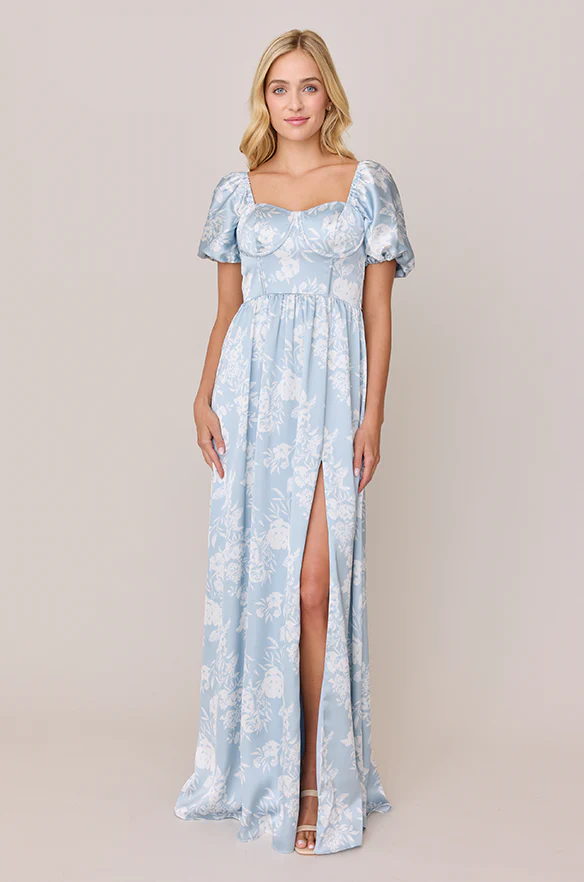 Isabella Satin Floral Print Dress | Made To Order - Image 3
