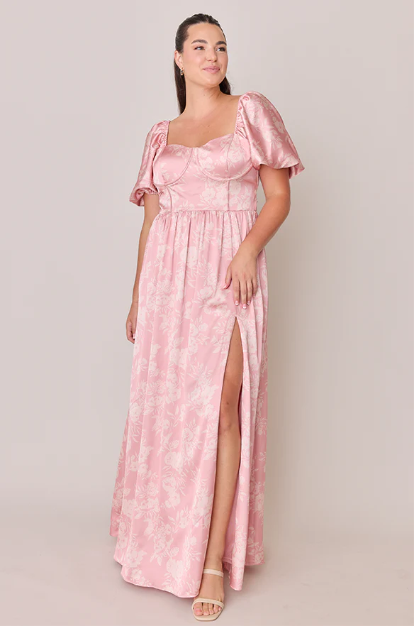 Isabella Satin Floral Print Dress | Made To Order - Image 33