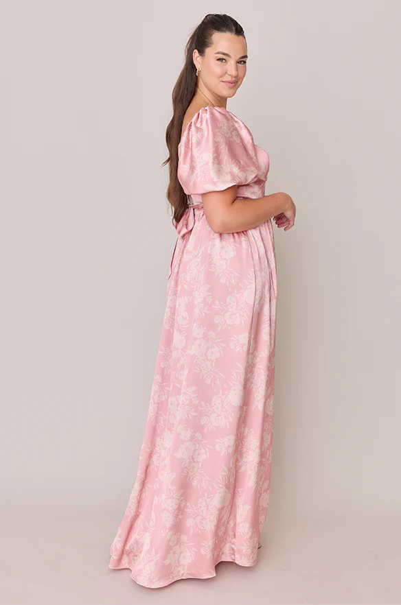 Isabella Satin Floral Print Dress | Made To Order - Image 34