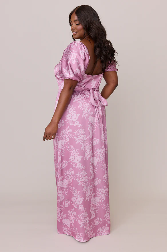 Isabella Satin Floral Print Dress | Made To Order - Image 36