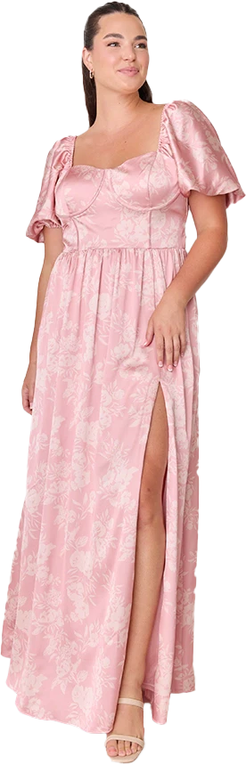 Isabella Satin Floral Print Dress | Made To Order - Image 41