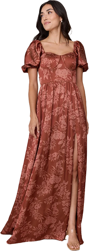 Isabella Satin Floral Print Dress | Made To Order - Image 44