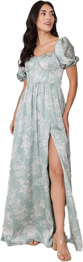 Isabella Satin Floral Print Dress | Made To Order - Image 45