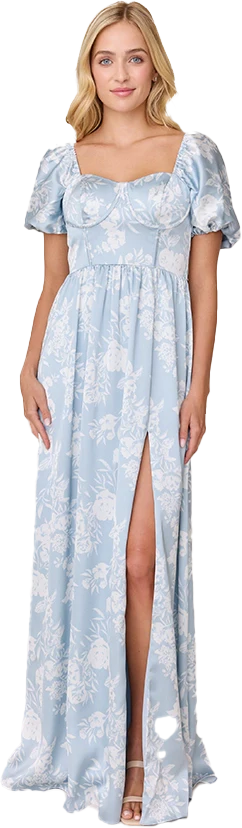 Isabella Satin Floral Print Dress | Made To Order - Image 46