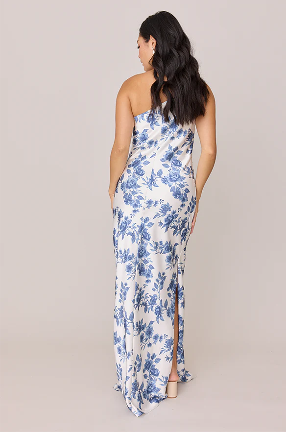 Jade Satin Floral Print Dress | Made To Order - Image 21