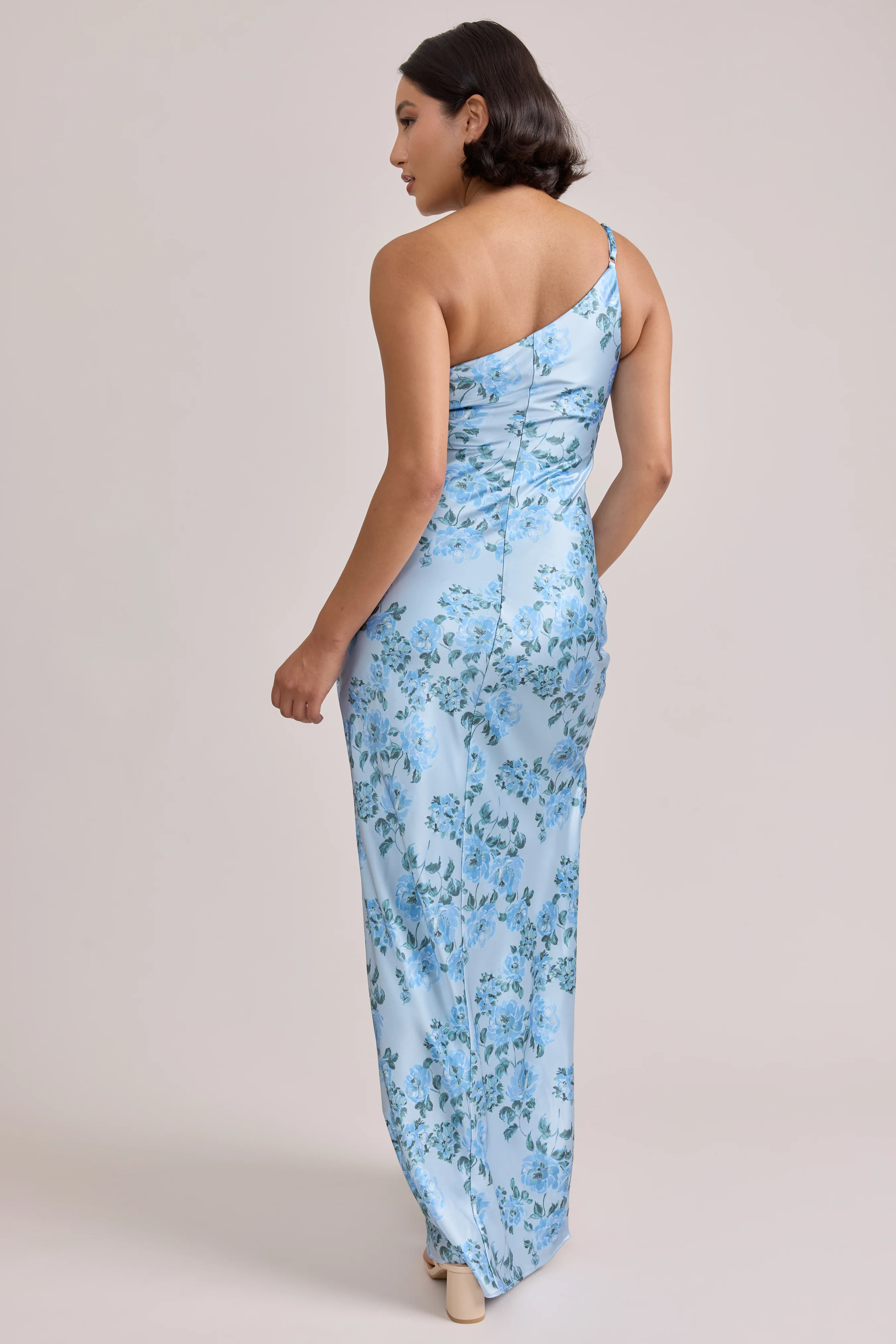 Jade Satin Floral Print Dress | Made To Order - Image 3