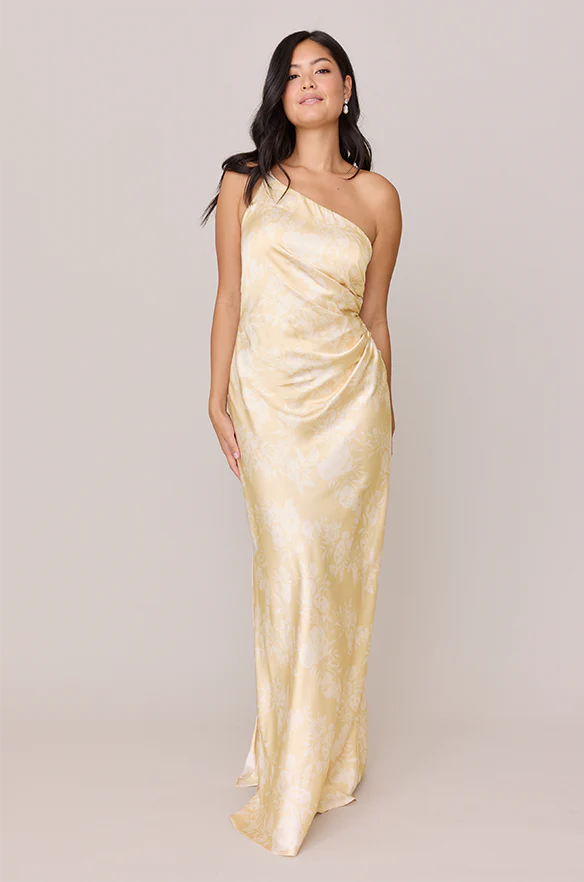 Jade Satin Floral Print Dress | Made To Order - Image 35