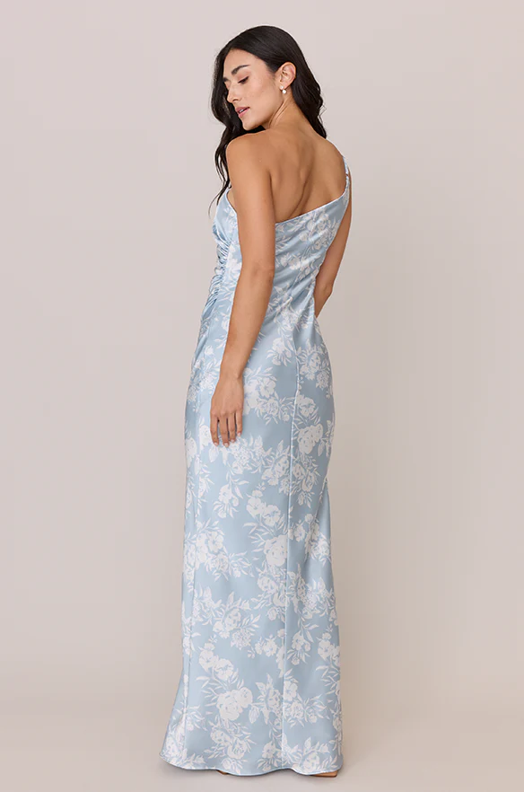 Jade Satin Floral Print Dress | Made To Order - Image 44