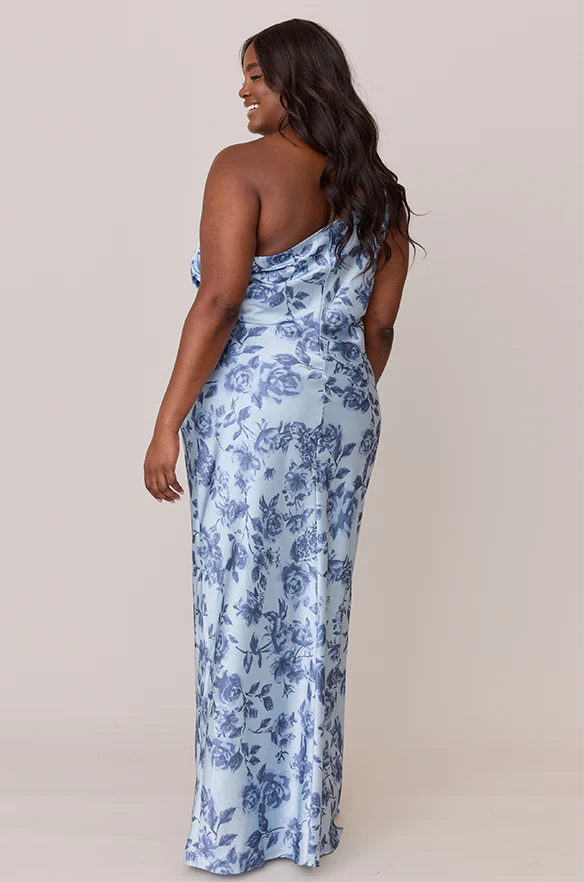 Jade Satin Floral Print Dress | Made To Order - Image 46