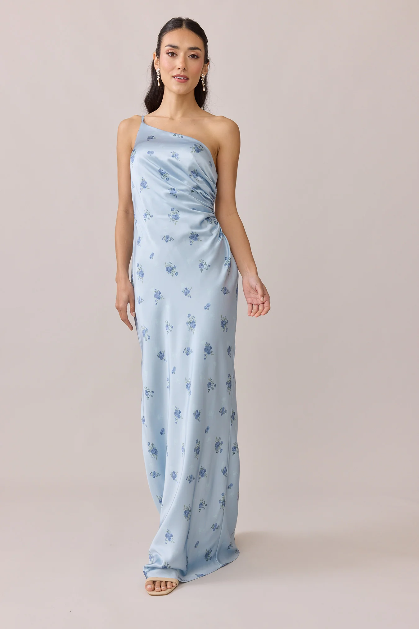 Jade Satin Floral Print Dress | Made To Order - Image 5