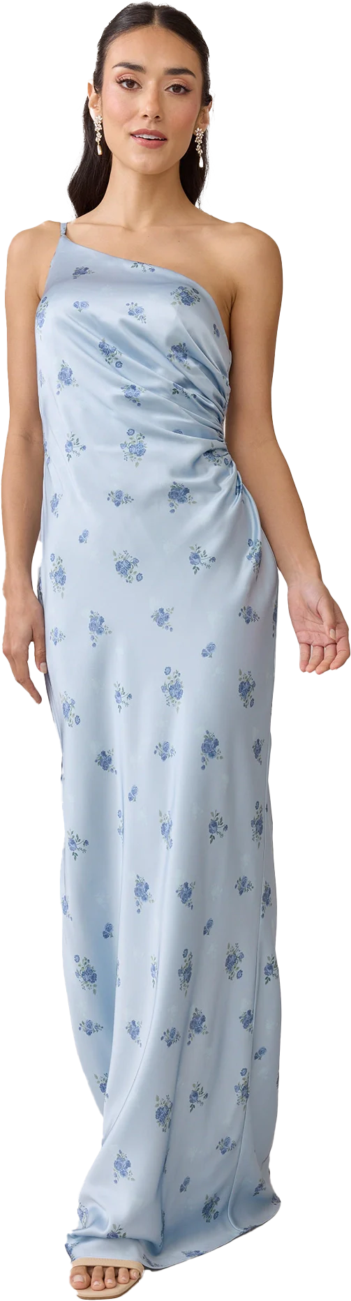 Jade Satin Floral Print Dress | Made To Order - Image 81