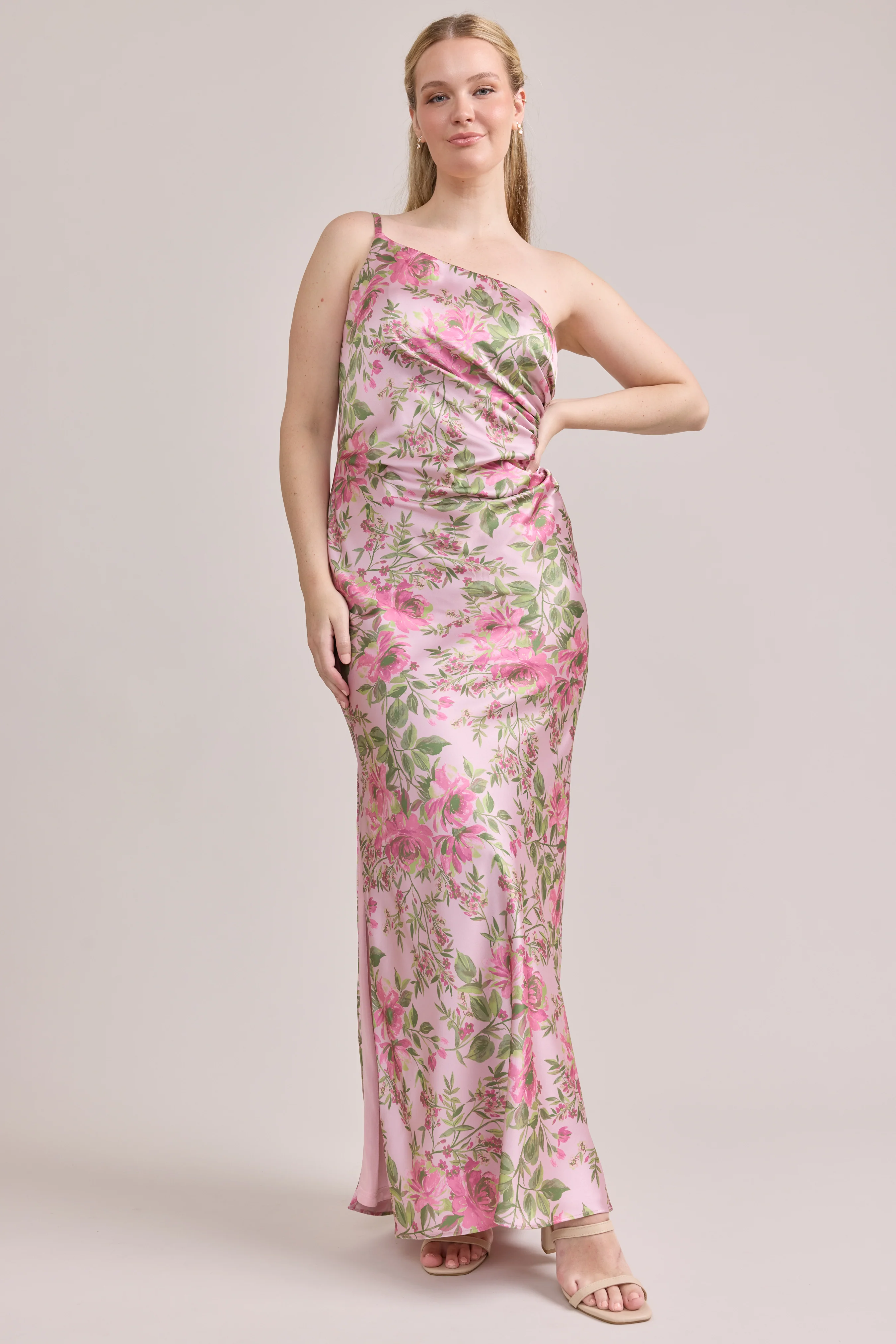 Jade Satin Floral Print Dress | Made To Order - Image 93